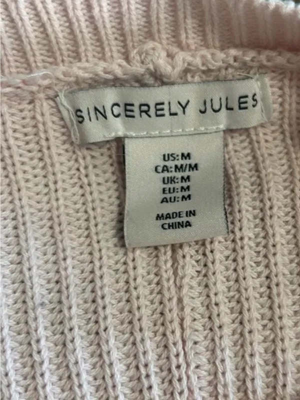 Sincerly Jules Pale Pink & White Striped Crewneck Sweater - Image 2