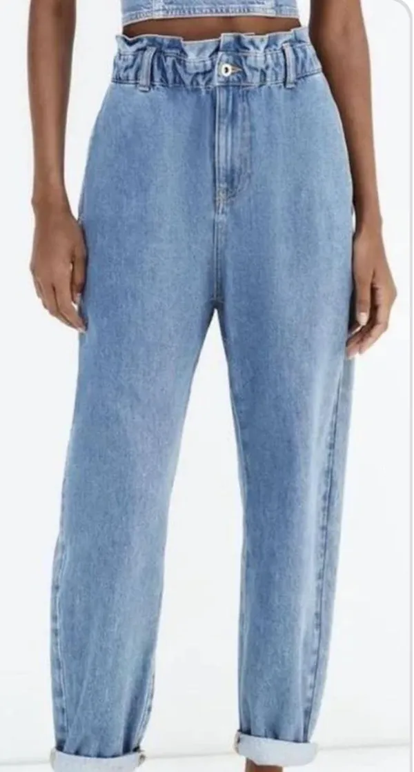 ZARA Paperbag Jeans High-Waisted Baggy - Image 4