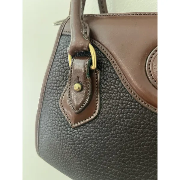 Dooney &Bourke Vintage Brown And Black All Weather Leather Sat Hel Crossbody Bag - Image 5