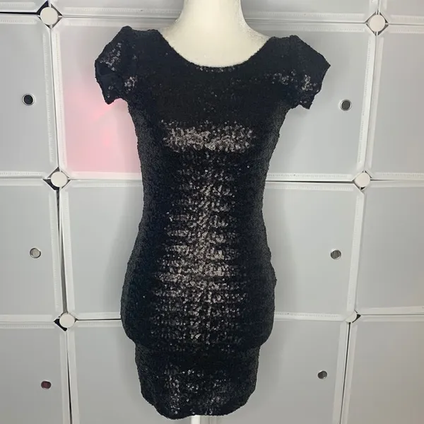Free People Backstage Fever Black Sequin Mini Dress Size XXS - Image 3