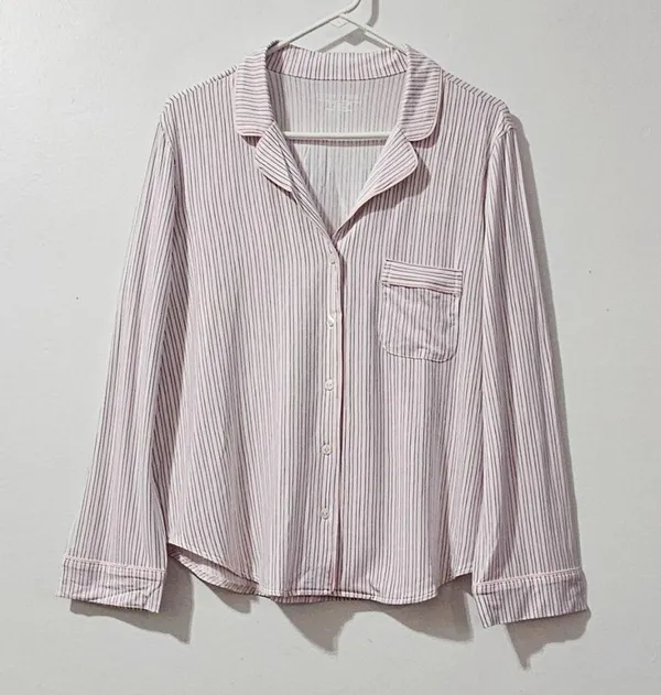 Victoria's Secret Modal Striped Button-Down Pajama Set - Pink/White - Size M - Image 2