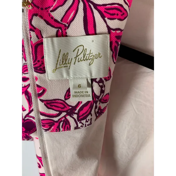 Lilly Pulitzer Mila Dress Size 6 Elderflower Blossom Lil Escape Plan Pink Floral - Image 15
