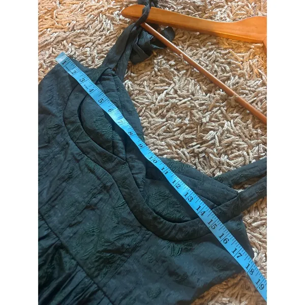 LULU'S Loveliest Muse Midi Dress Dark Teal Burnout Tie-Strap No Size L or XL - Image 5