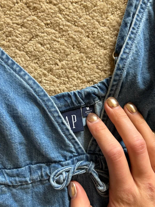 Gap Denim Mini Dress Tie Front  - Image 3