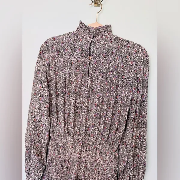 & OTHER STORIES Floral Smocked High Neck Long Sleeve Mini Dress - Image 8