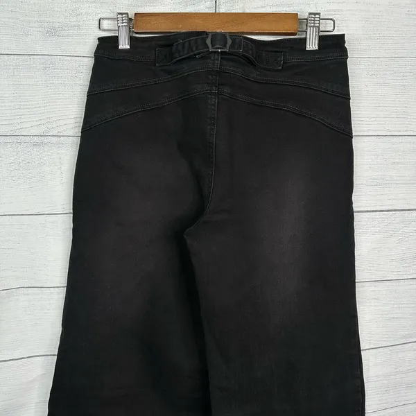 Free People Womens size 27 Wide Leg Dark Black Denim Jeans Adjustable Waist - Image 6