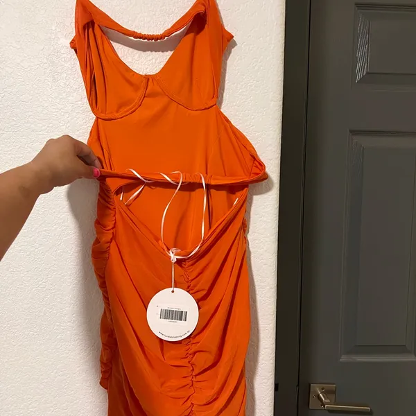 Hello Molly Orange Mini Dress - Image 3