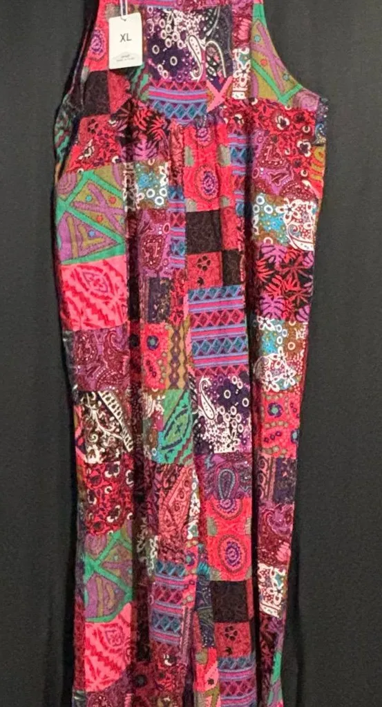 Unbranded XL Colorful Wide Leg Patchwork Print Jumpsuit - Image 2