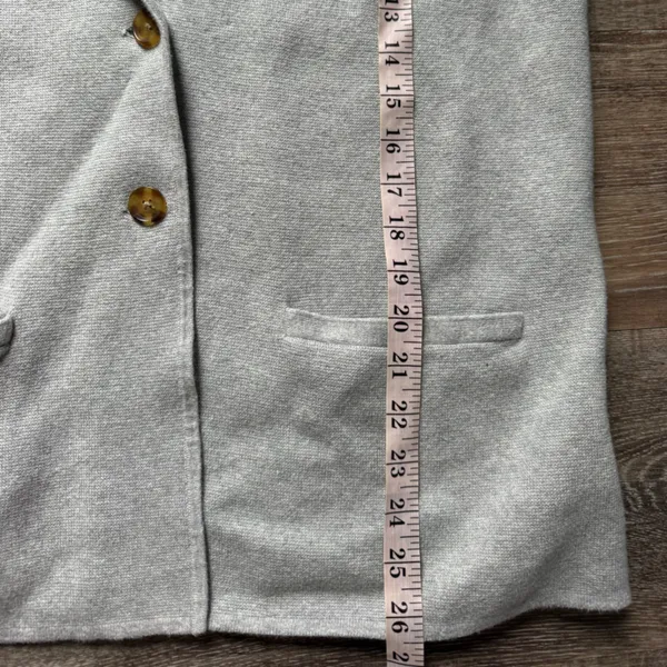 Lands' End Gray Fine Gauge Cotton Button Front Blazer Sweater S - Image 6