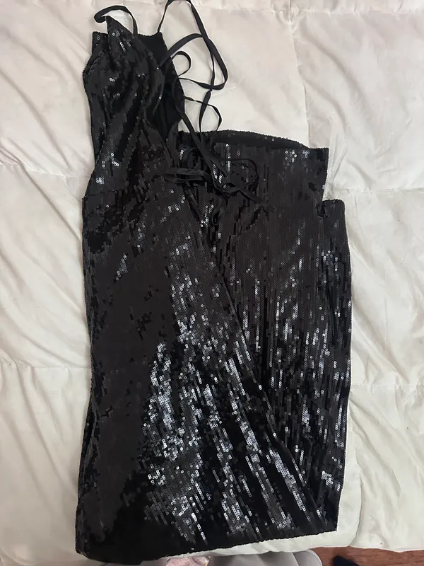 Elwood wide leg halter sequined black jumpsuit - Image 4