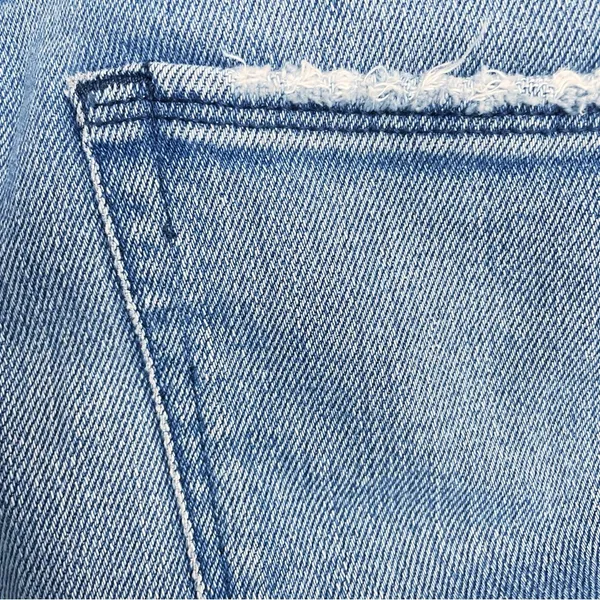 Good American Good Curve Straight Jeans Medium Wash Fray Pockets Size 26 | 2 - Image 8