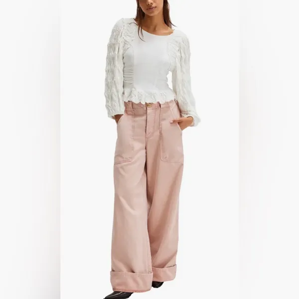 NWT Free People White Textured Blouse - Image 4