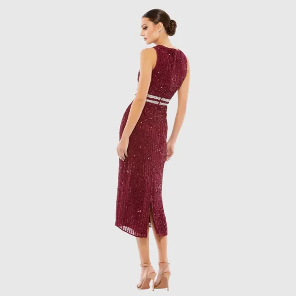 Mac Duggal Sleeveless High Neck Beaded Midi dress size‎ 0 10509 NWT - Image 2