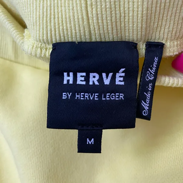 Herve‎ Leger Medium Yellow Skirt Cotton Knit Mini Athleisure Loungewear - Image 4