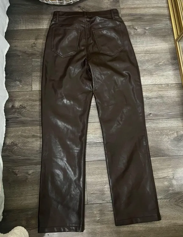 Abercrombie & Fitch Vegan Leather 90s Straight Pant size 8 - Image 3