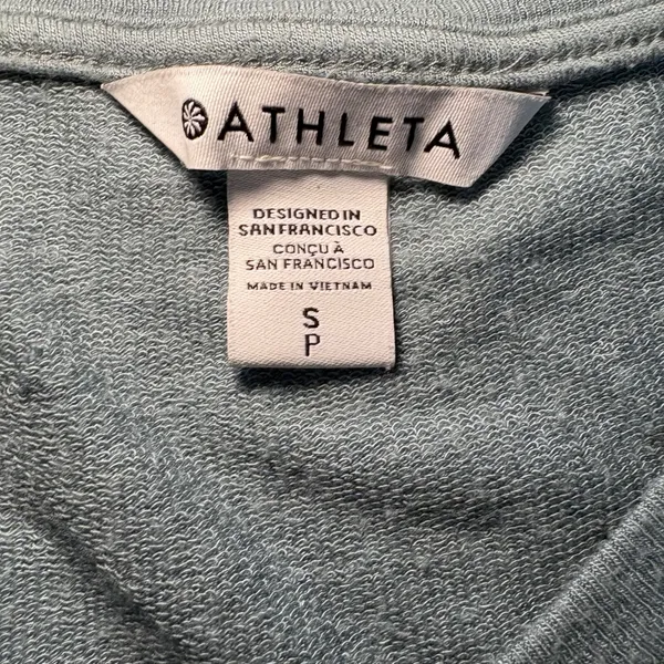 Athleta Sunrise V-Neck Sweatshirt Dusty Blue Thumbholes Pullover Women S Relaxed - Image 5