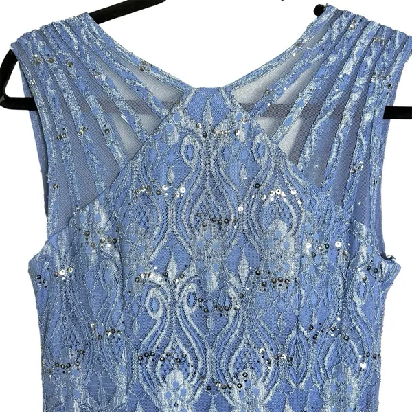 R&M Richards Dress Women's 10 Lace Sequin Maxi Formal Gown Homecoming Blue‎ - Image 5