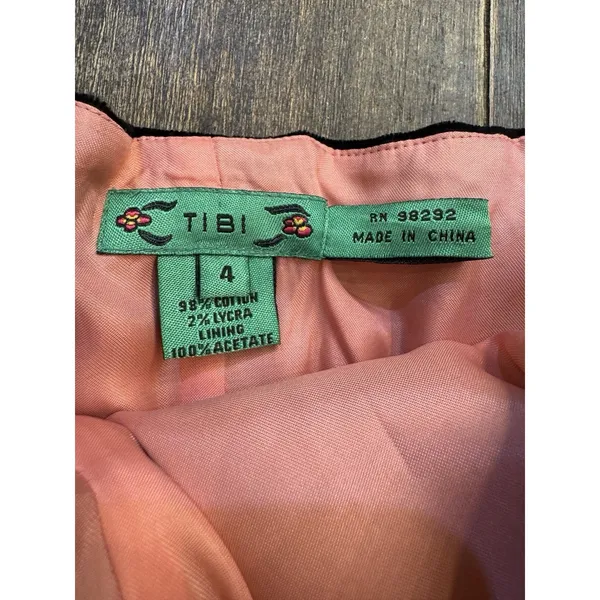 Tibi Black Velvet Cocktail Dress Strapless Pink Bow Size 4 Babydoll Twee - Image 6