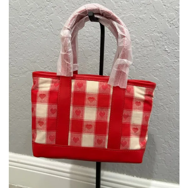 Stoney Clover Lane Red Heart Check Mini Tote New with tags - Image 2
