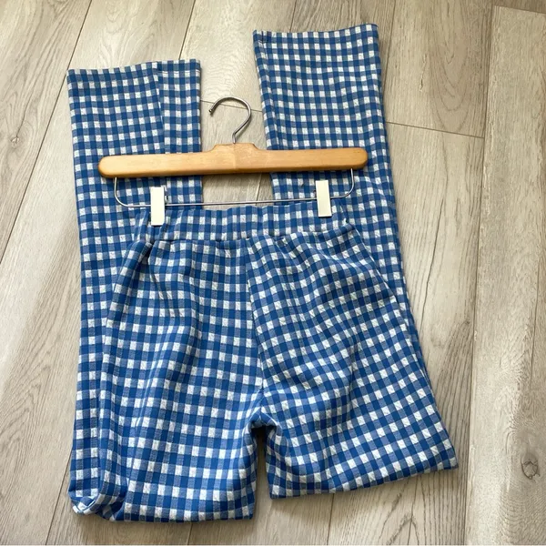 Urban Outfitters Pants gingham check casey kick flare womens Blue (xsmall) - Image 6