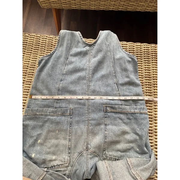 Free People We The Free High Roller Shortall Denim Romper XS‎ boho oversized - Image 10