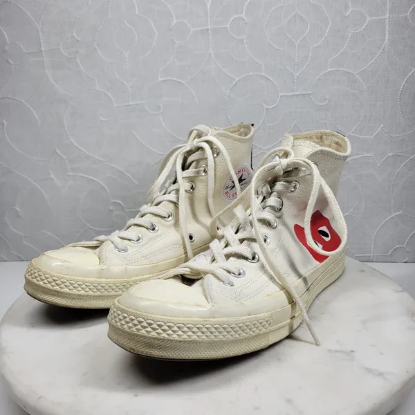 Converse x Comme des Garcons PLAY Chuck 70 High Top Sneakers M7 W9 Heart Logo - Image 4