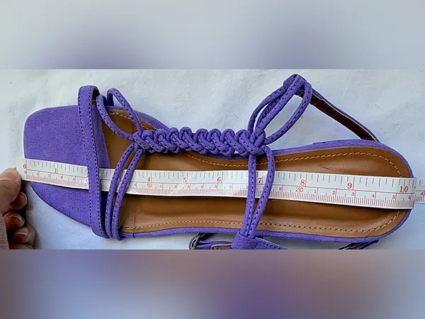 Via Mia Purple Suede Braided Strappy Block Heel Sandals - Image 9