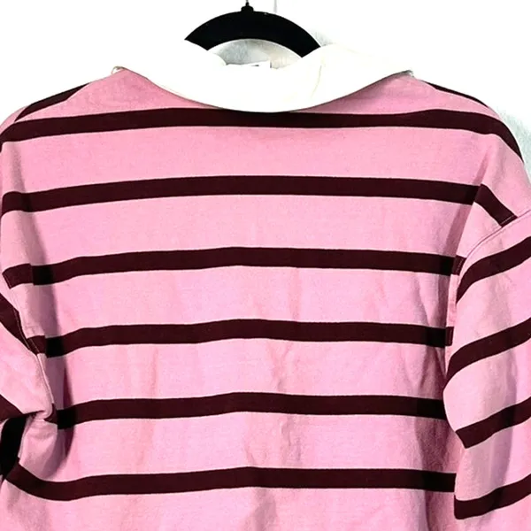 Champion Shirt XS Long Sleeve Rugby Top Cropped Pink Polo Preppy Academia - Image 6