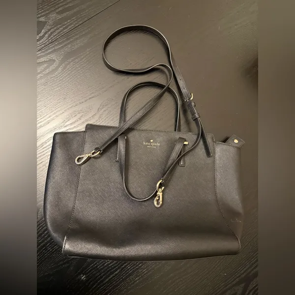 Kate Spade Simple Structured Black Tote Bag with Strap & Handles - Image 13