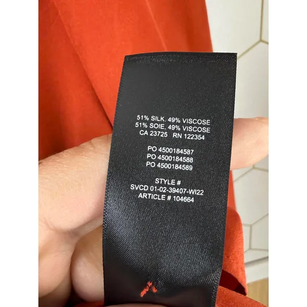 Babaton from Aritzia Relaxed Fit Rust Orange Silk Blend Blouse - Size - XS - Image 4