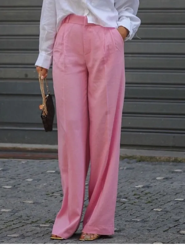 NWT ZARA Pink Full Length Pants size S - Image 6