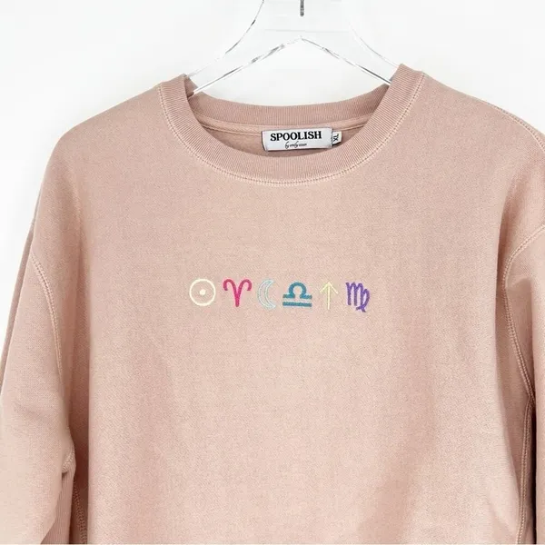 Spoolish by Emily‎ Essen Pink Zodiac Crewneck Sweatshirt Women's XL Celestial - Image 4