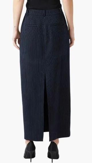 Pinstripe Maxi Dark Navy Skirt - Image 2