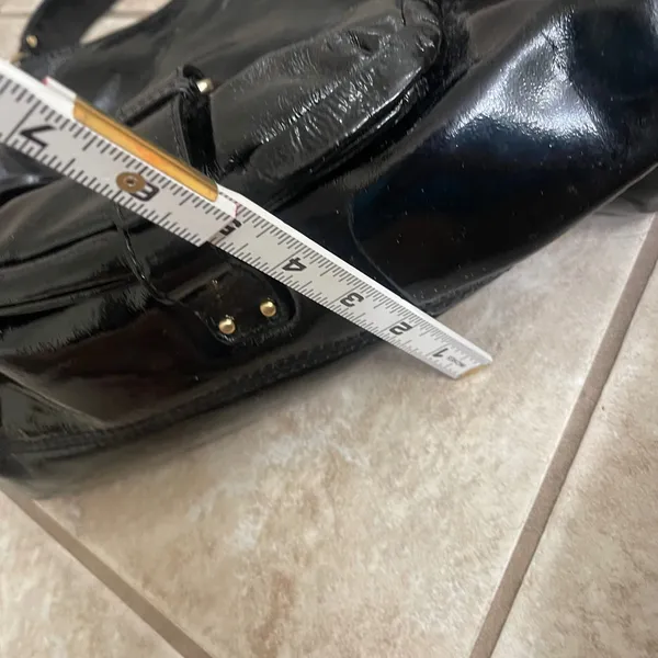 Michael Kors Black Patent Leather‎ Satchel Shoulder Bag Designer Purse EUC - Image 10