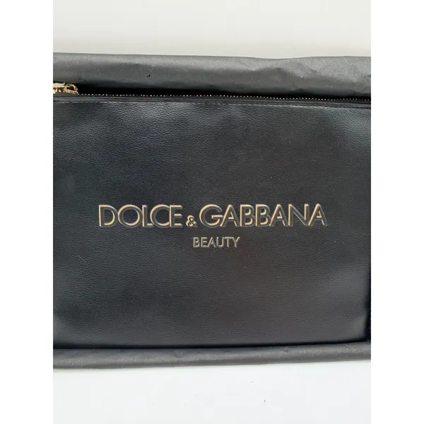 Dolce & Gabbana Beauty Pouch Clutch Logo Makeup Bag Women's Black Gold New - Image 3