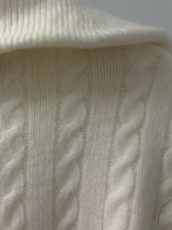 Abercrombie & Fitch Cable Half Zip Pullover Sweater Cream Size Medium - Image 6