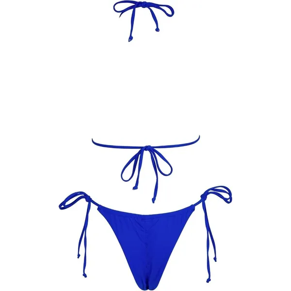 Royal Blue Brazilian Bikini 2 Piece Tie Strap Top Thong Swimsuit Bathing Suit SM - Image 4