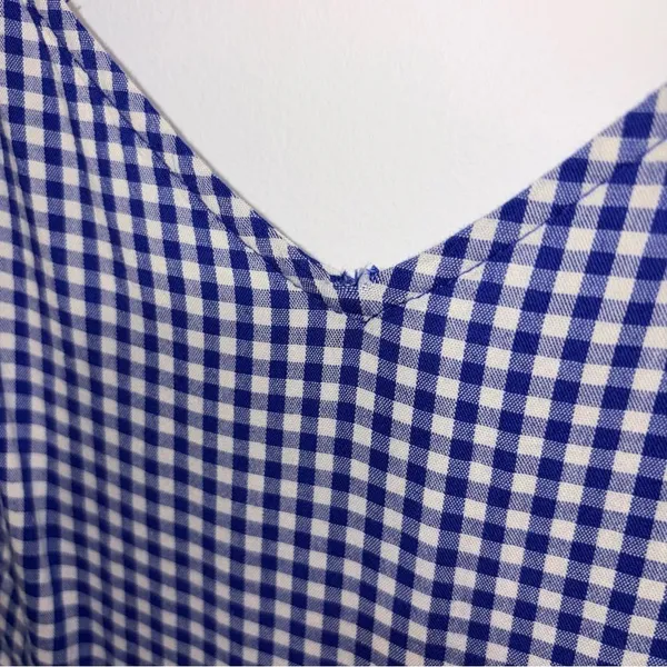 Old Navy Cami Dress Blue Gingham M Tiered Maxi Sundress Pockets Boho Country - Image 2