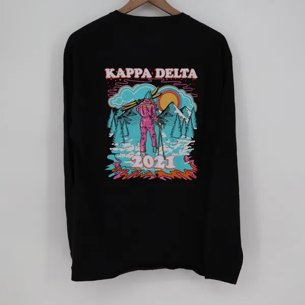 Kappa Delta Winter Formal 2021 Black Long Sleeve T Shirt Ski Snowboard Graphic - Image 4