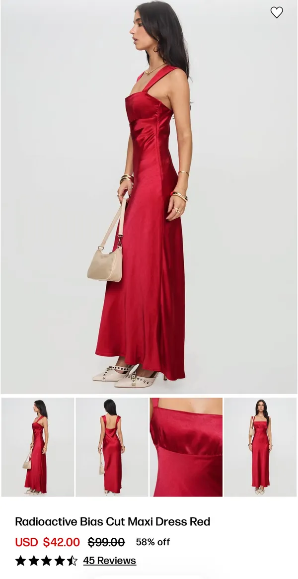 Princess Polly Radioactive Bias Cut Maxi Dress Red - Image 5