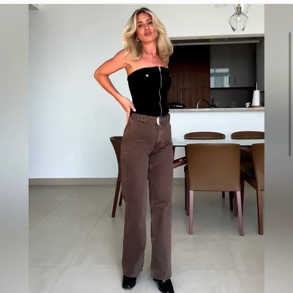 Nwt Tre Belted Wide Leg Jeans - Image 10