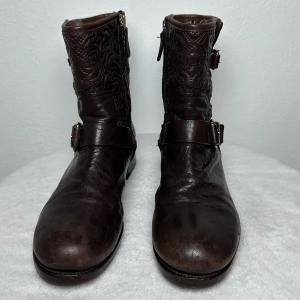 Tory Burch Chrystie Biker Boots Moto Bikercore Quilted Leather - Image 4