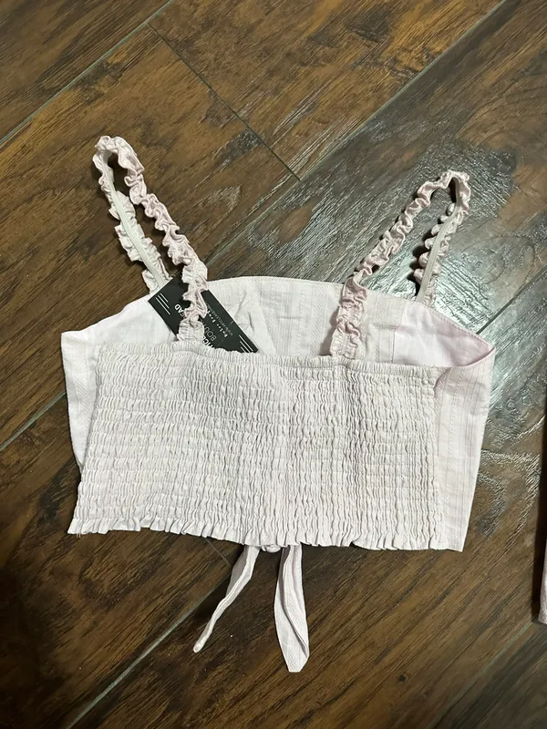 2pc blush pink front tie Croptop and skirt set Size M - Image 3