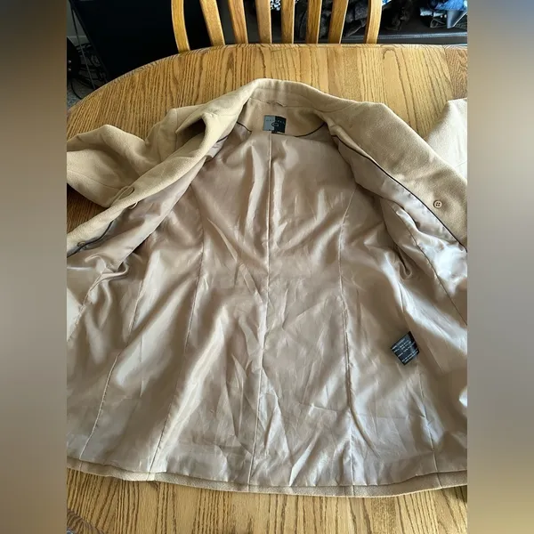 Gallery Camel Tan Color Wool Blend Pea Coat Size M Fall Winter - Image 9