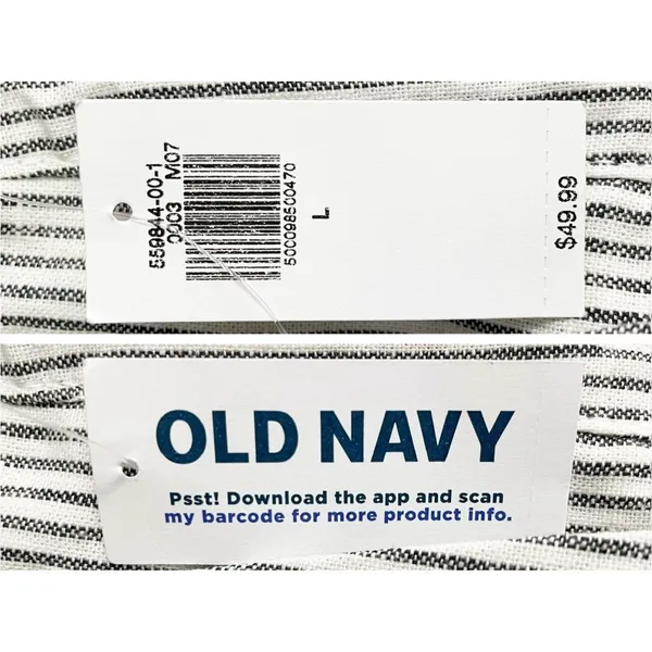 NWT Old Navy Linen Wide Leg Trouser Pants Gray Ivory Stripe High Rise Size Large - Image 10