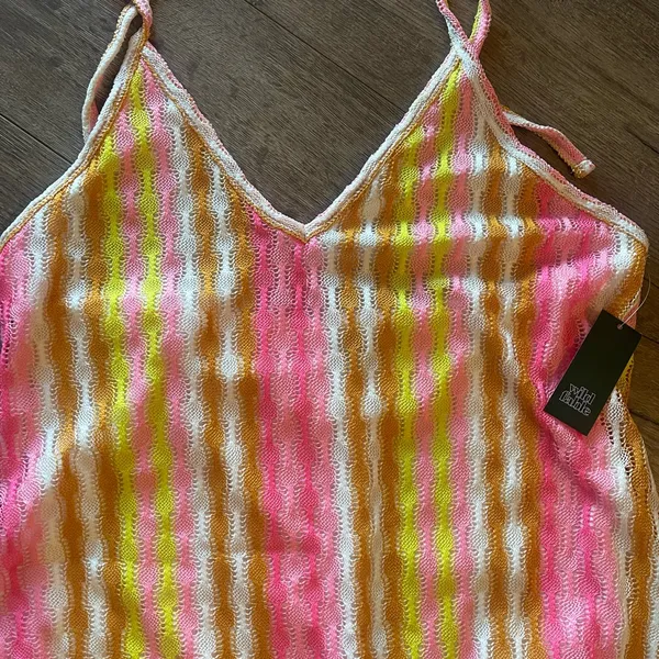 Wild Fable Women's Sleeveless Bodycon Dress Cover Up - Warm Multi Striped 1X NWT - Image 5