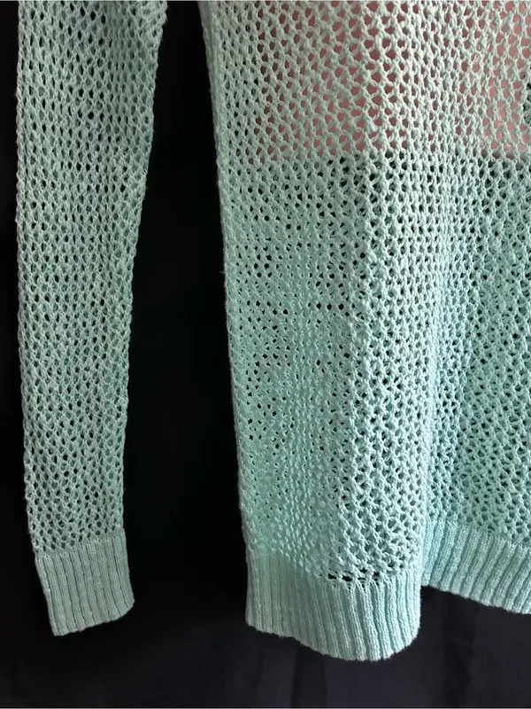 American Eagle Light Mint Open-Knit Stripe Sweater SM NWT - Image 6