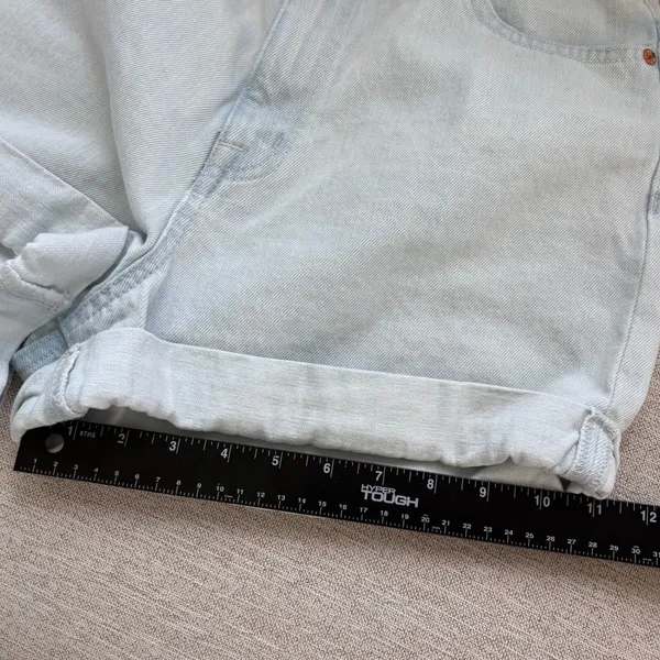 BDG Mom High Rise Denim Shorts Size 28 Light Wash Rolled Cuff Urban Outfitters - Image 11