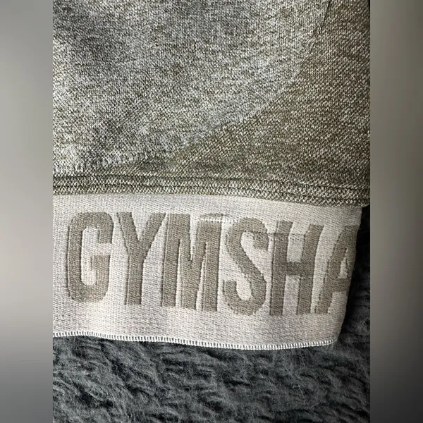 Gymshark Flex Sports Bra Greenish/Gray with Tan Band | Size M/L - Image 4