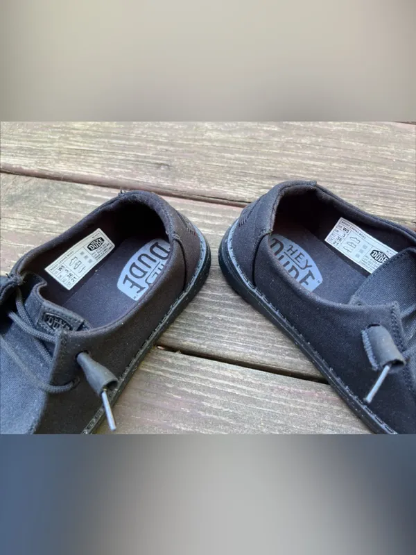 Hey Dude Wendy Canvas Mono Women’s Black Minimalist Loafers/Shoes|Size:W5 EU:36 - Image 9